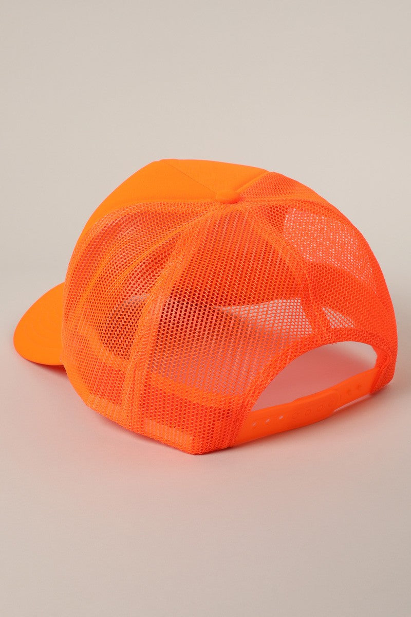 Salty Printed Foam Trucker Hat, Neon Orange