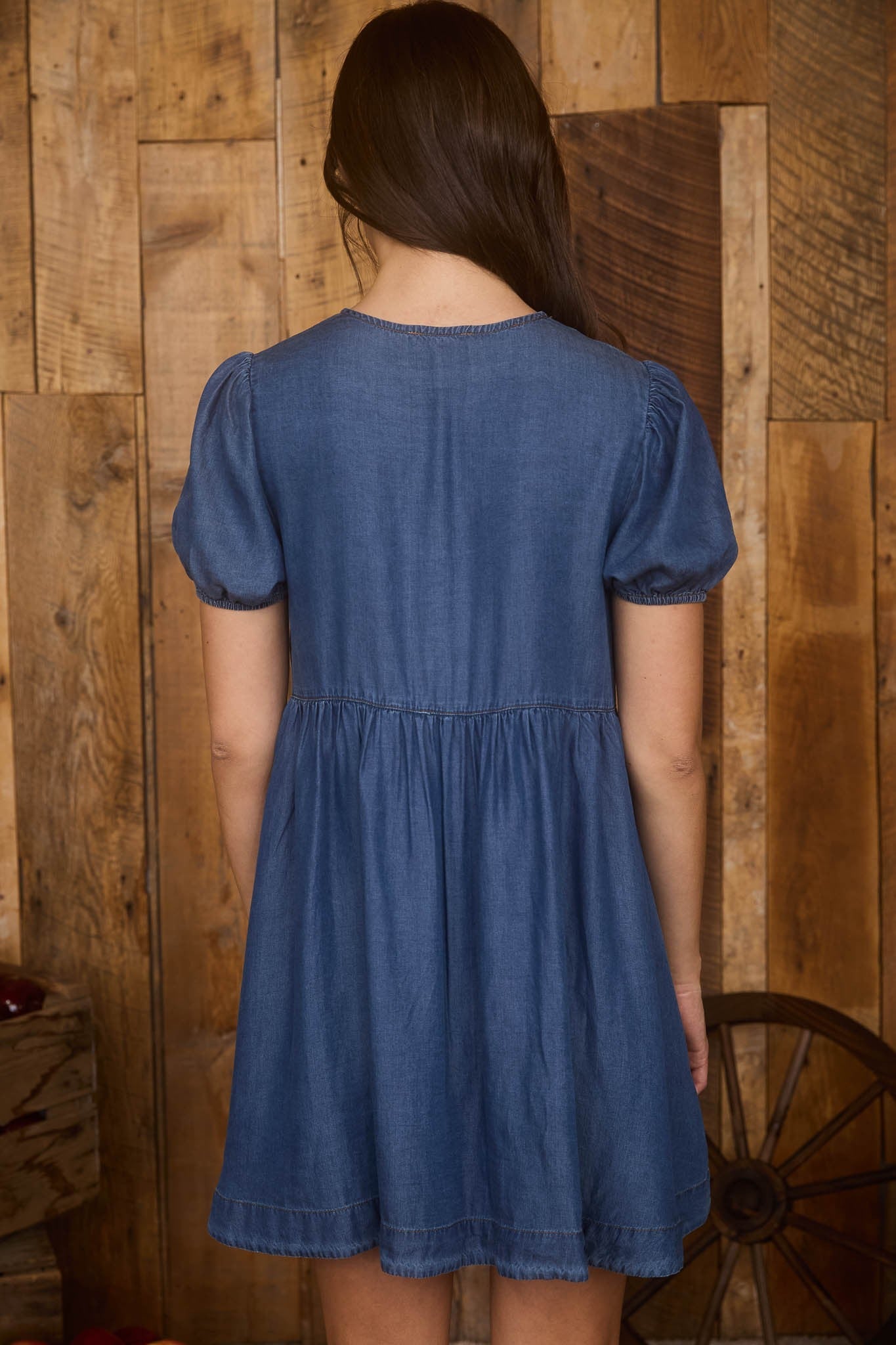 Tinsley Front Tie Cutout Detail Dress, Chambray