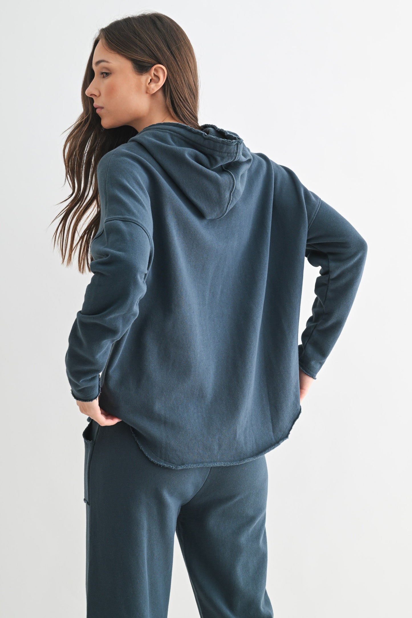 Myla Everyday Raw Edge Hoodie, Midnight Navy