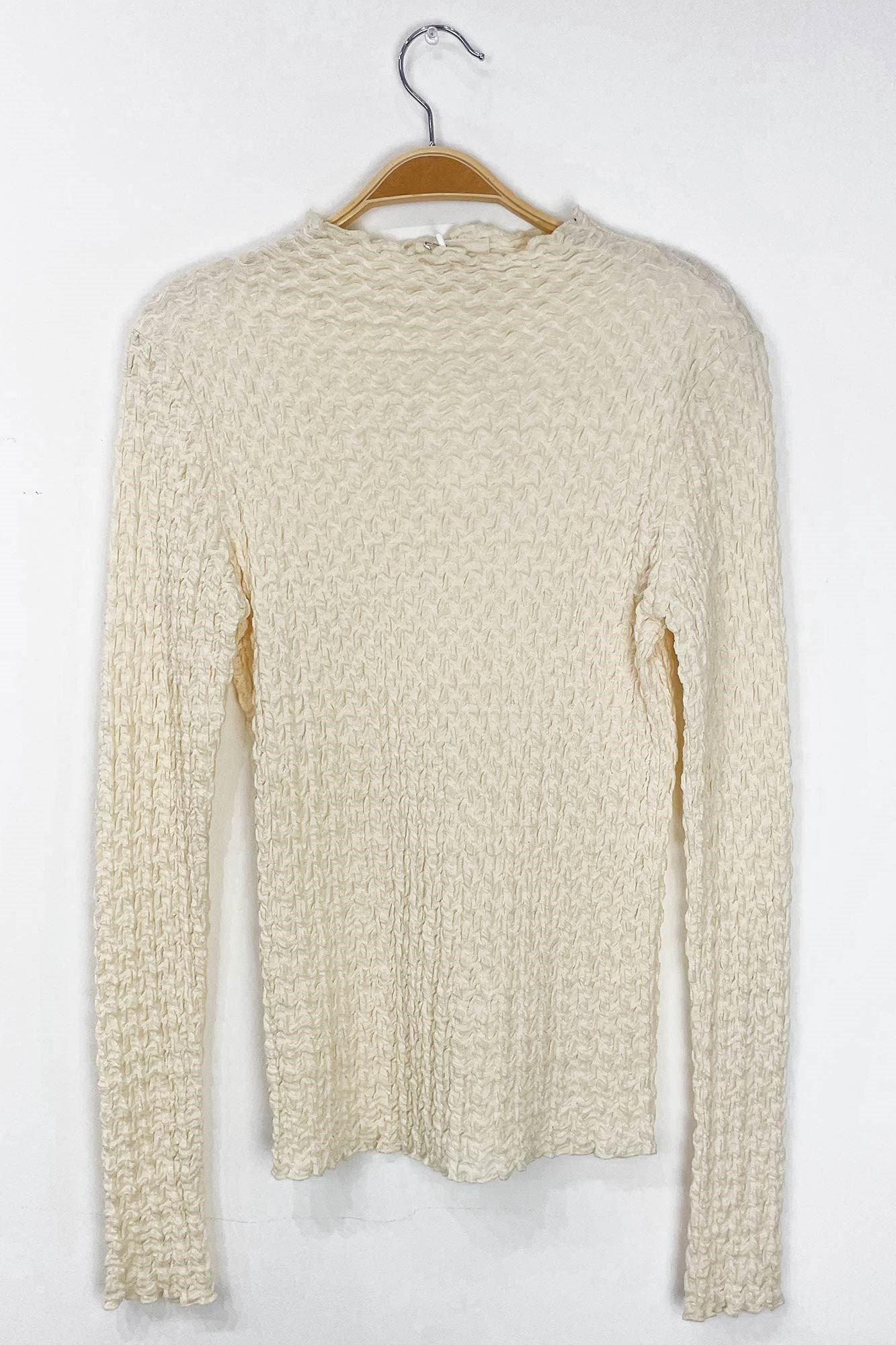 Hope Textured Crinkle Knit Top, Cream