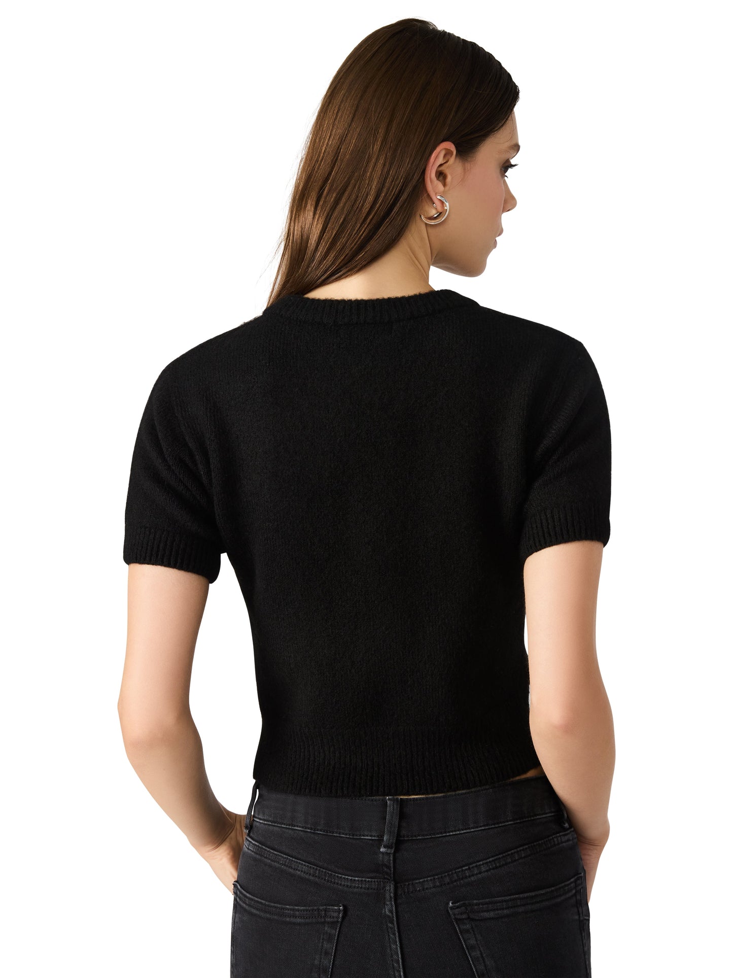 Sereia Bow Front Cardigan, Black | Steve Madden
