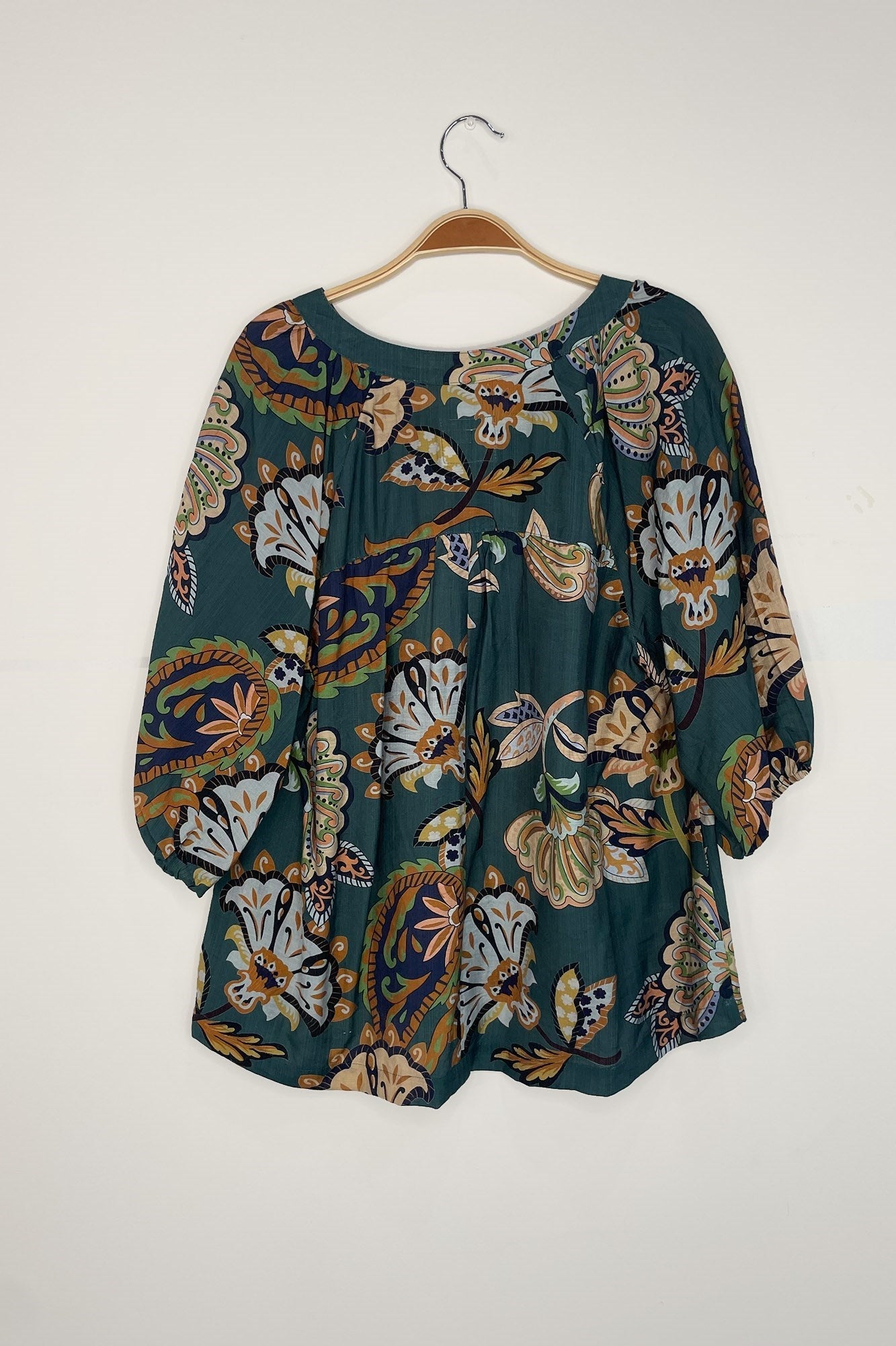 Cecilia Printed Half Sleeve Blouse, Teal | Plus Size