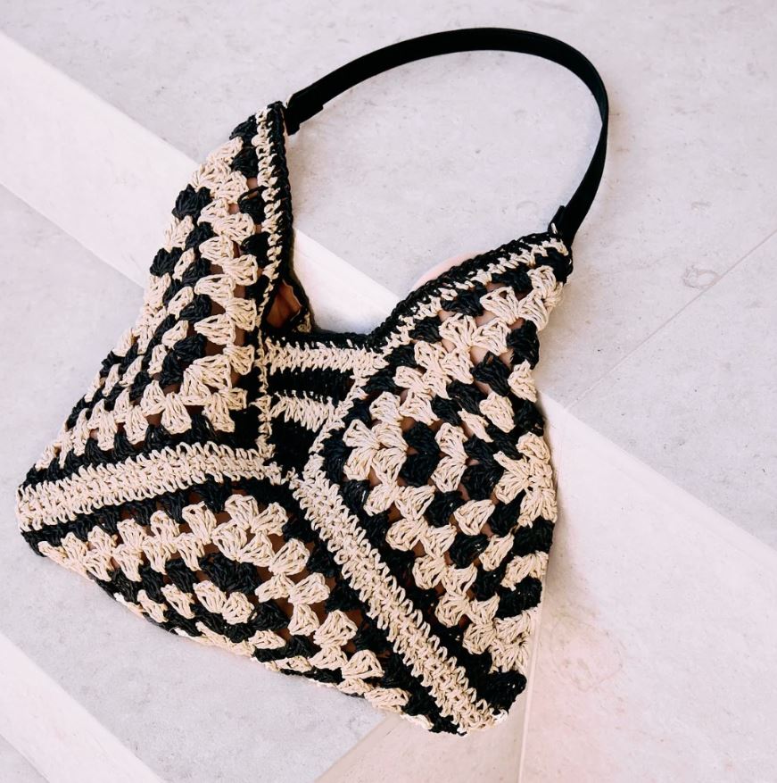 Ariel Raffia Hobo Bag, Black Multi | Beach By Matisse