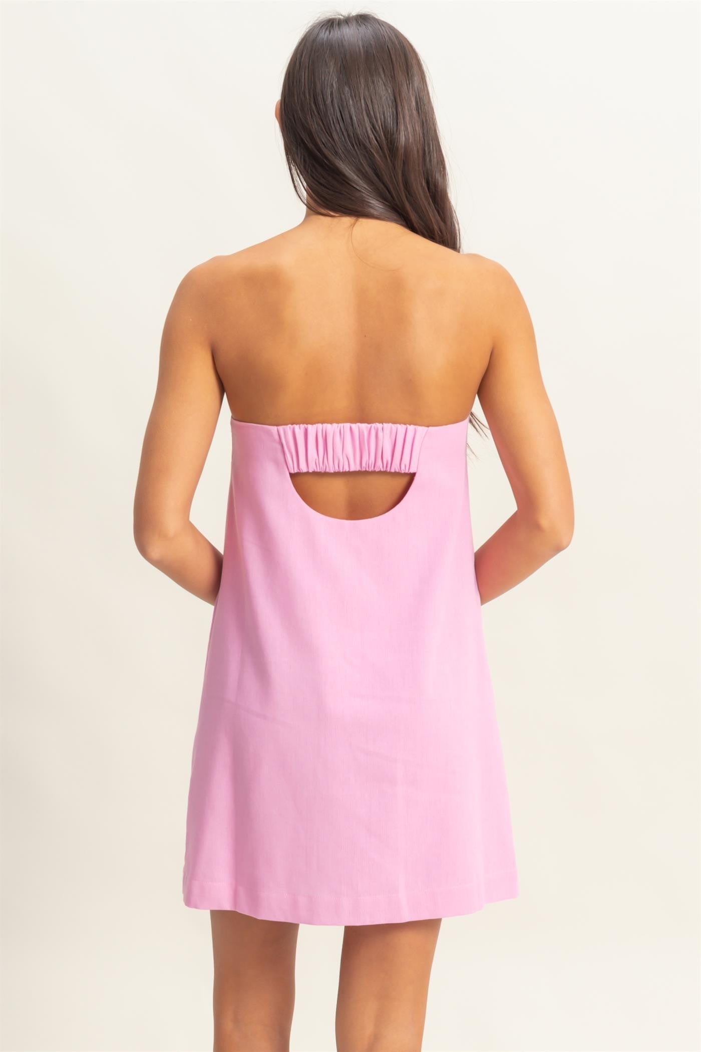 Karsyn Sand Washed Strapless Dress, Pink