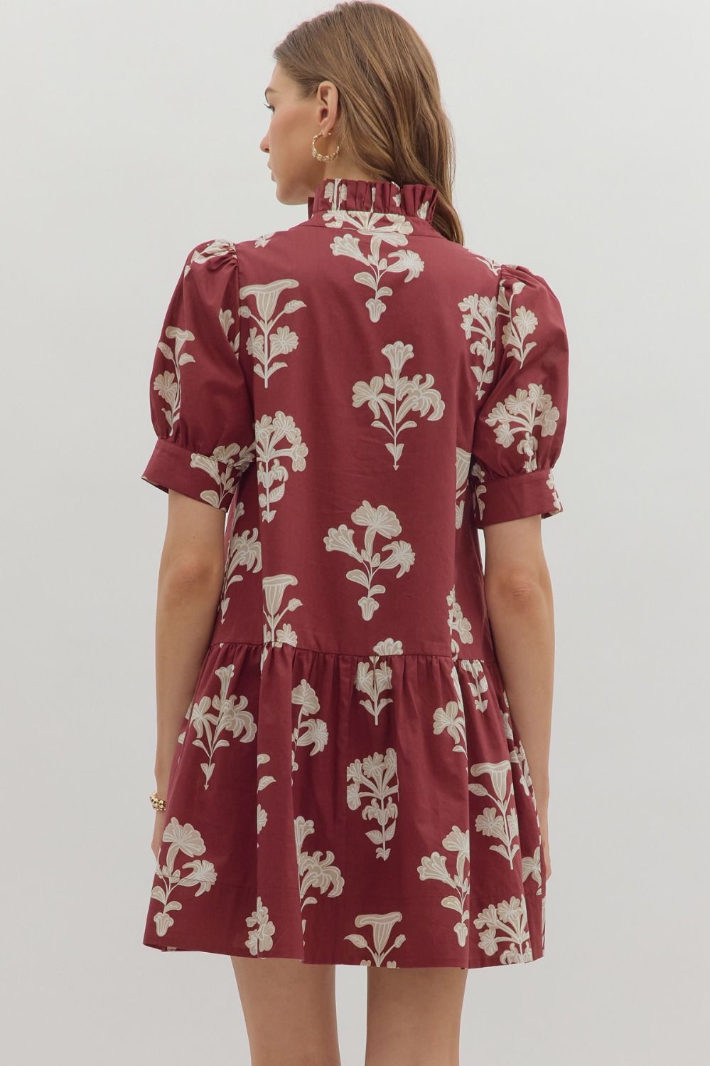 Zoe Printed Mini Dress, Garnet