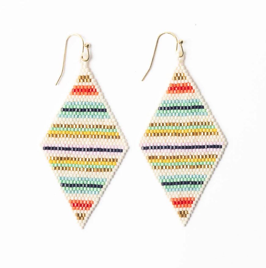 Frida Horizontal Lines Beaded Earrings, Multi | Ink + Alloy