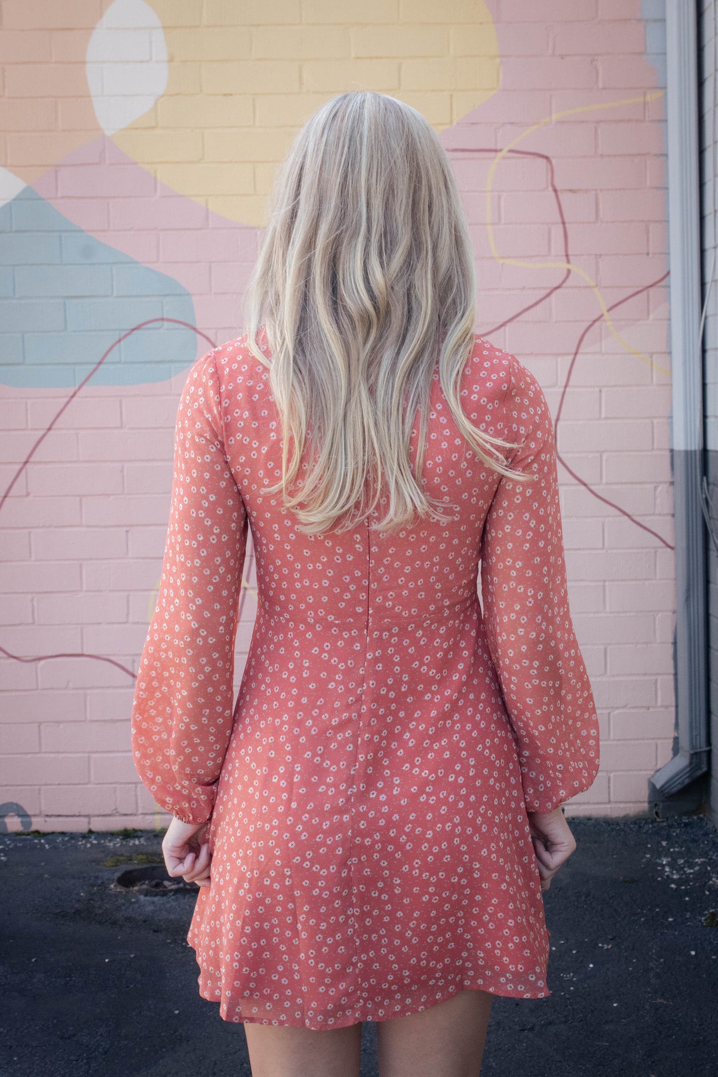 Suri Ditsy Floral Mini Dress, Orange Floral