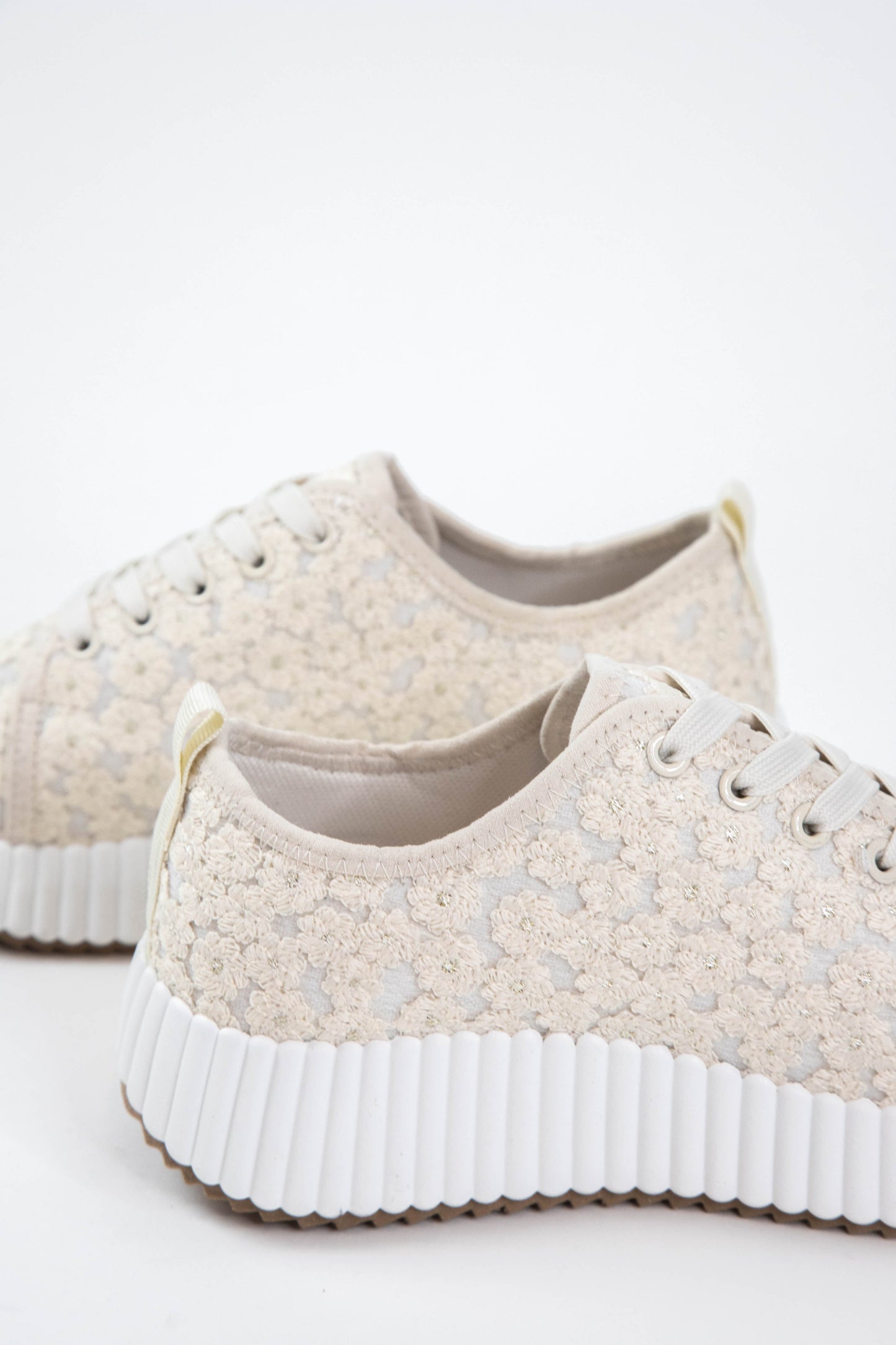 Remi Lace Up Platform Sneakers, Ivory Crochet