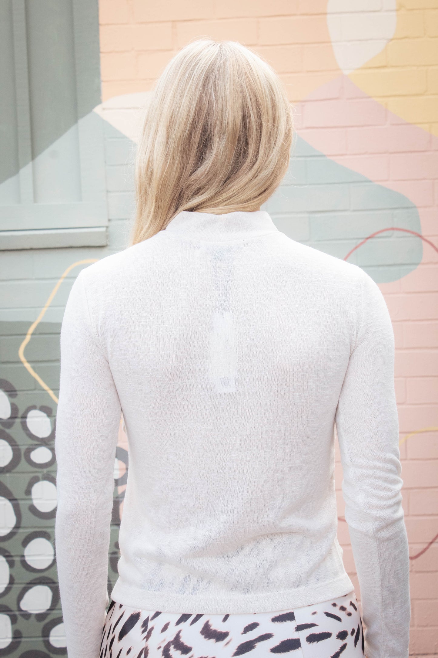 Draped Mock Neck Top, Mother Of Pearl | Sanctuary
