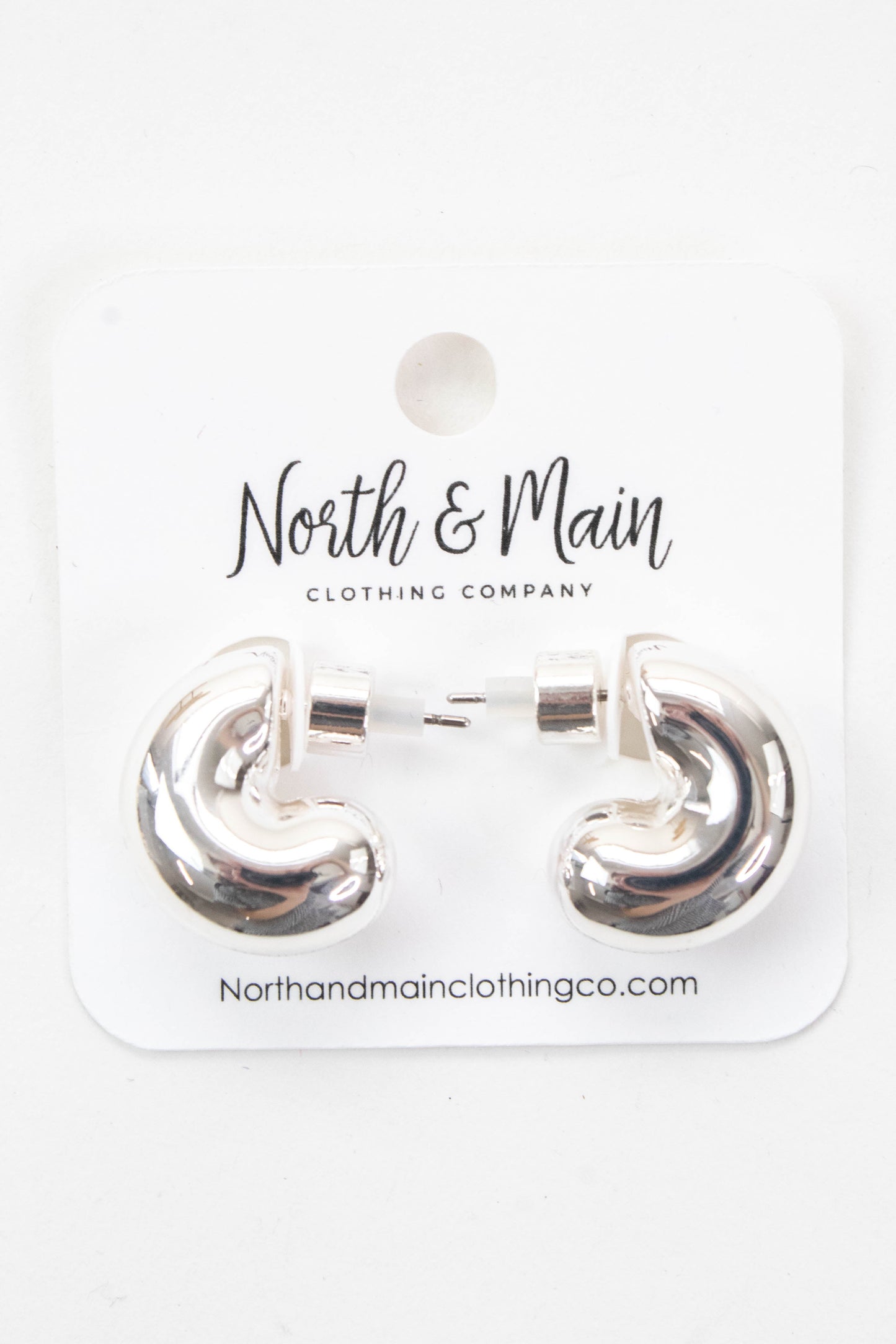 Gwen Rounded Huggie Hoop Earring, Silver