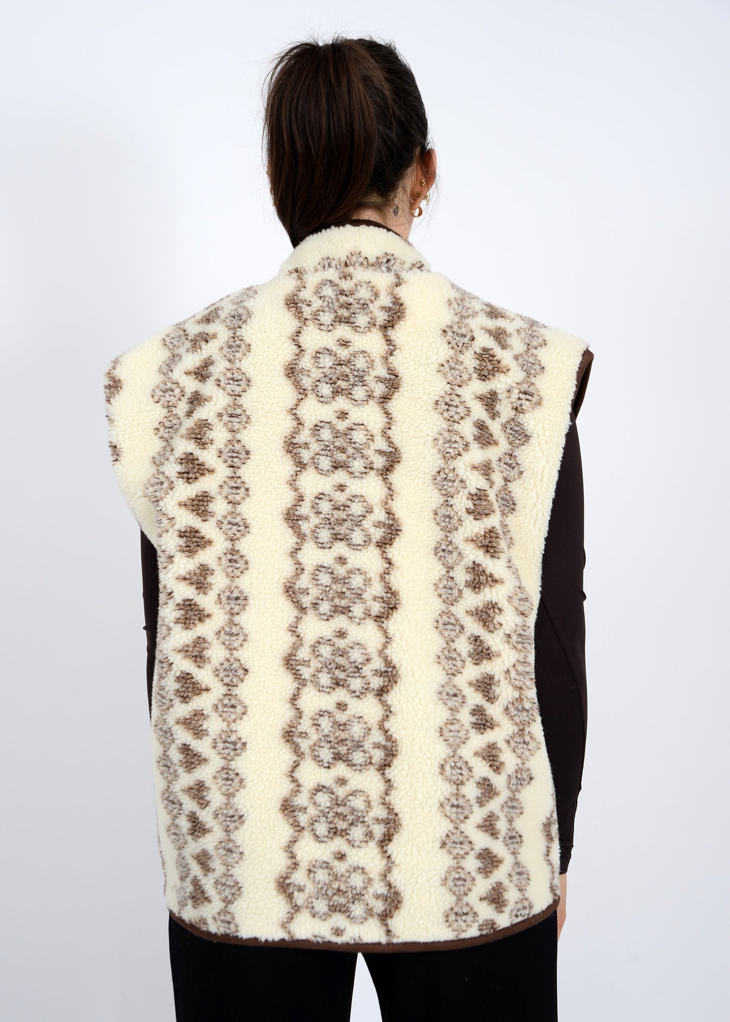 Banff Sherpa Zip Front Vest, Brown | RD Style