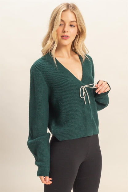  Marie Sparkly Bow Cardigan, Dark Green