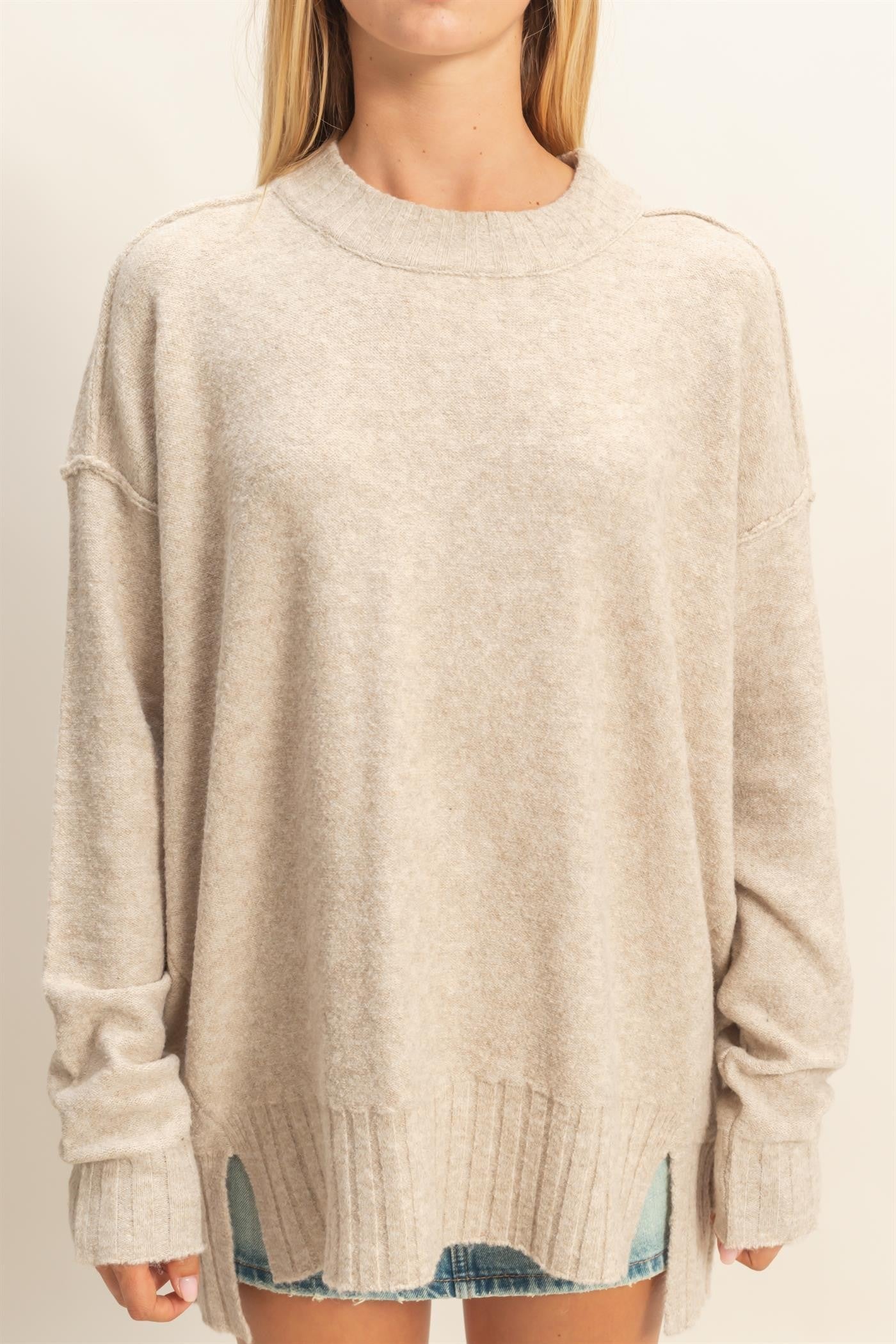  Oakleigh Relaxed Fit Sweater, Light Taupe
