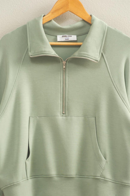  Jovie Half Zip Knit Sweatshirt, Sage Green