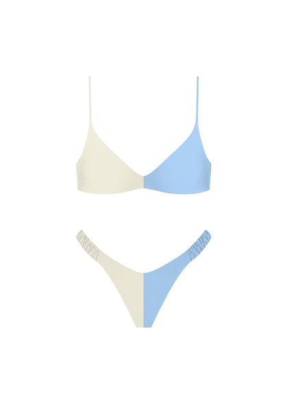  Malibu Color Block Bikini Bottoms, Creme/Blue
