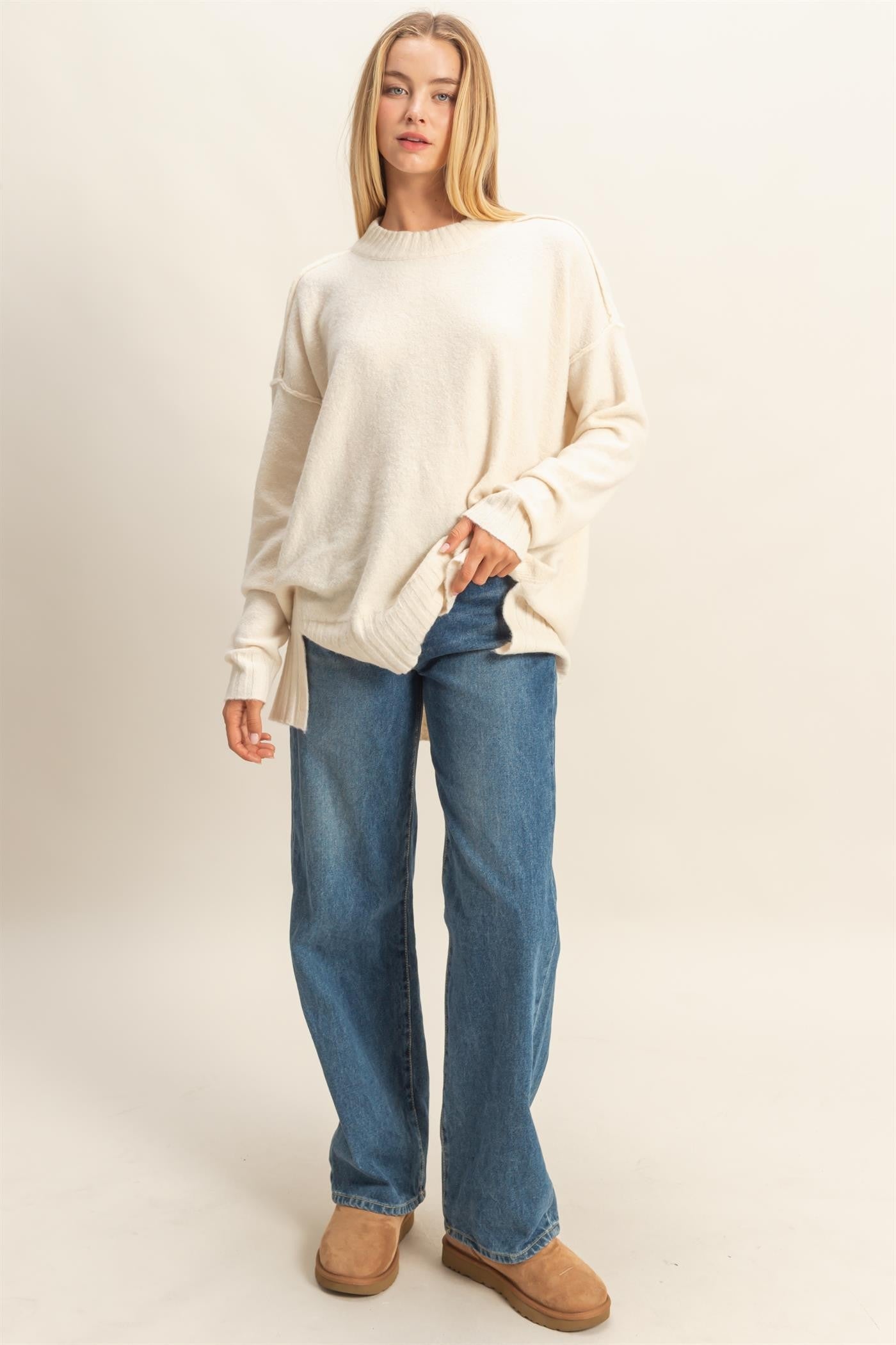  Oakleigh Relaxed Fit Sweater, Whip Cream