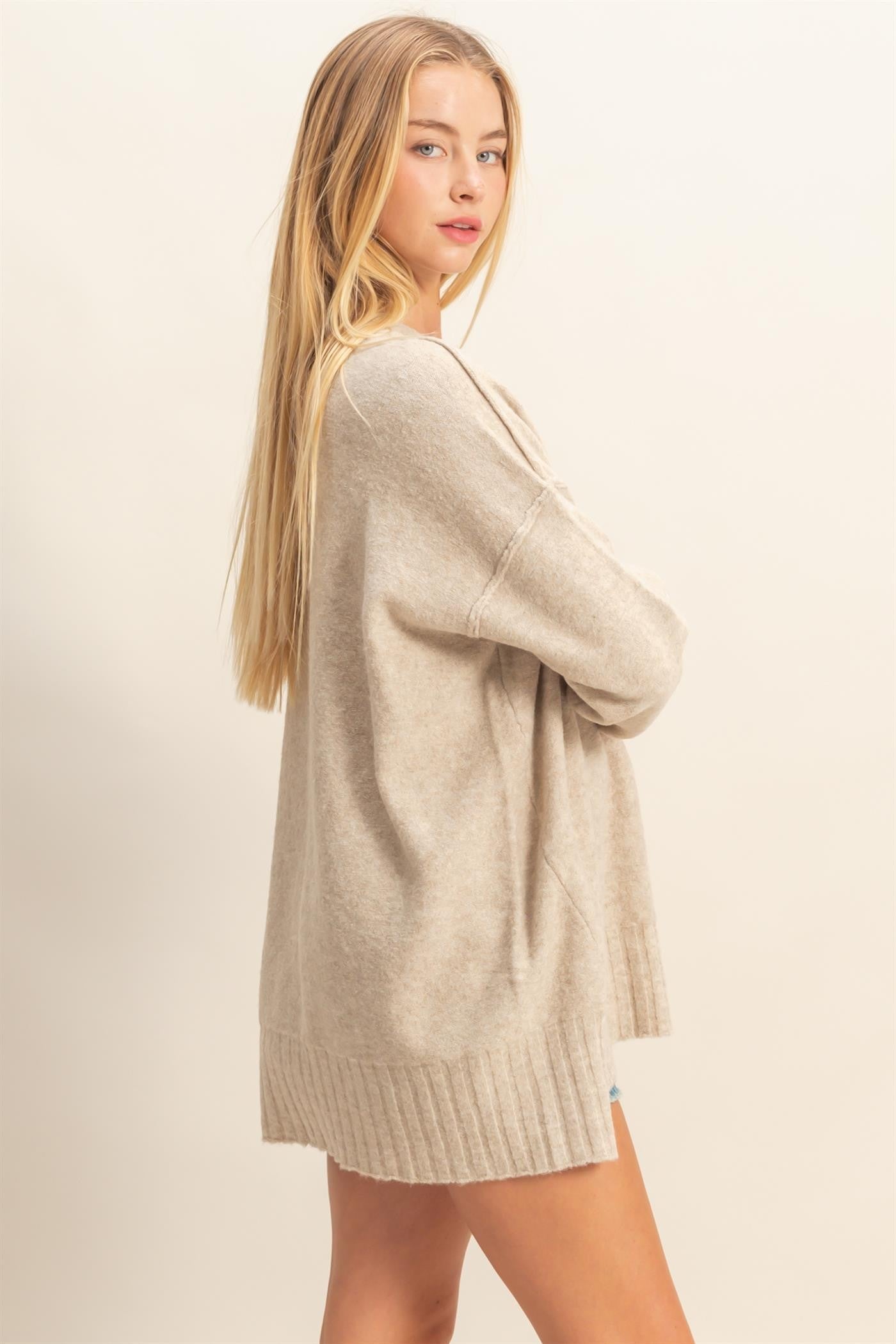  Oakleigh Relaxed Fit Sweater, Light Taupe