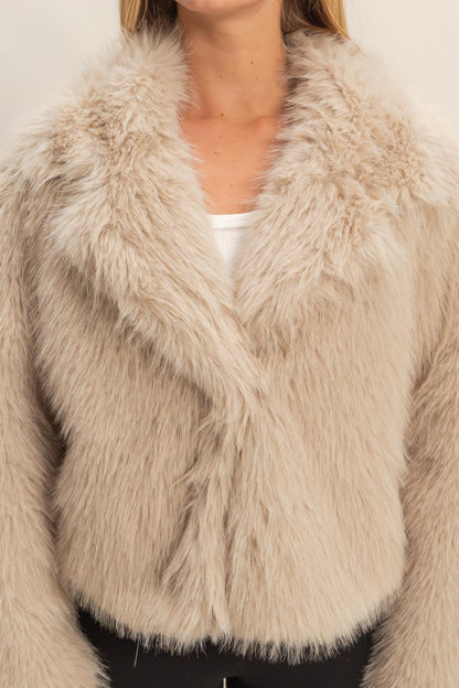  Bristol Shawl Collar Faux Fur Jacket, Taupe