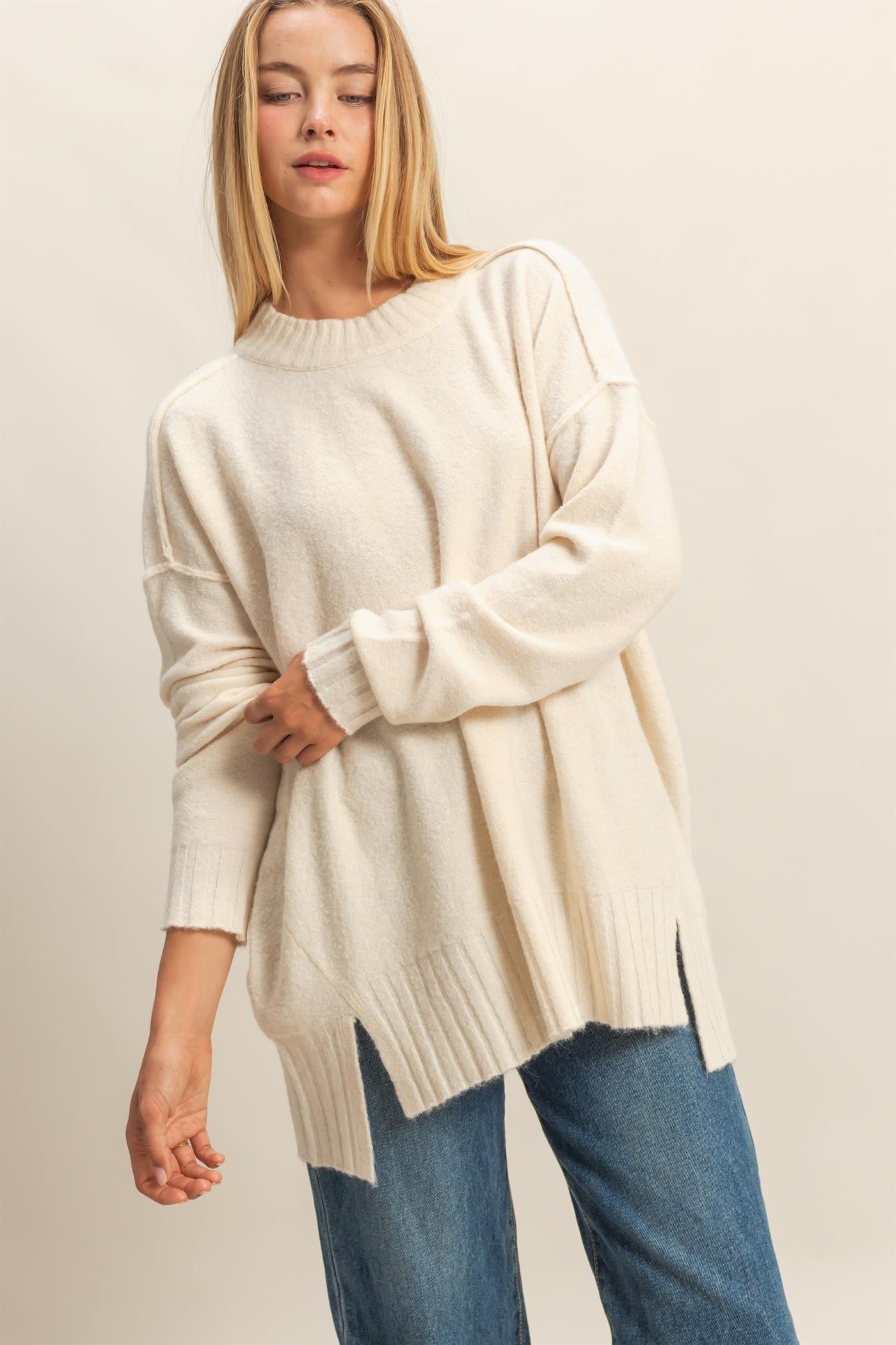  Oakleigh Relaxed Fit Sweater, Whip Cream