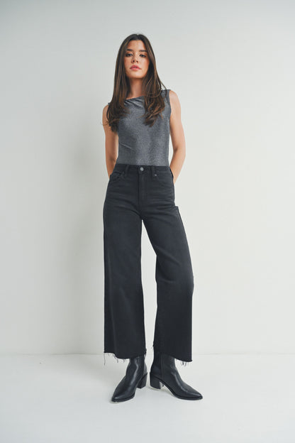  Sierra Almost Crop Jeans, Washed Black
