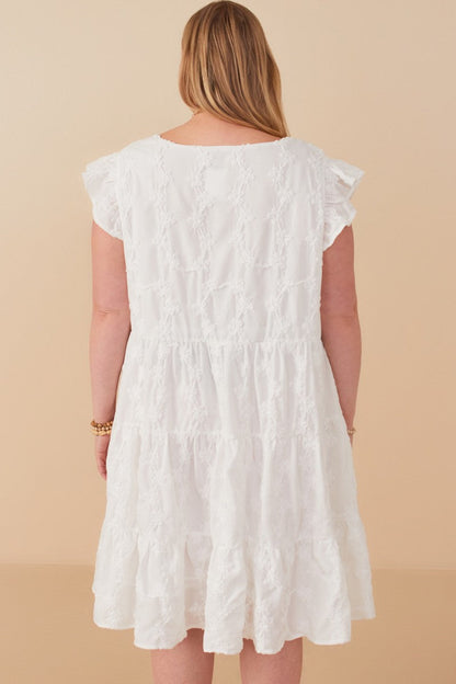  Laura Textured Floral Dress, Off White | Plus Size