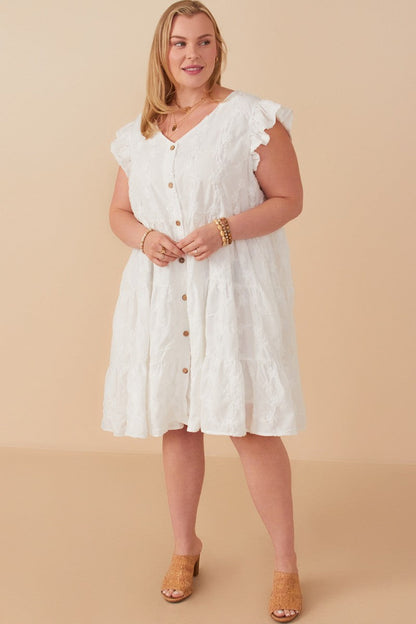  Laura Textured Floral Dress, Off White | Plus Size