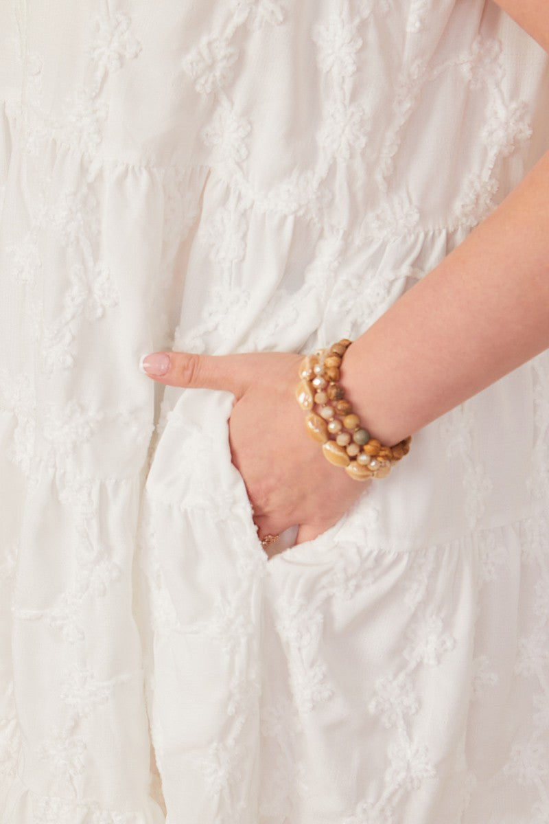  Laura Textured Floral Dress, Off White | Plus Size