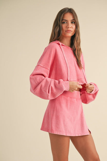  Blaire Mineral Wash Pullover Hoodie, Pink