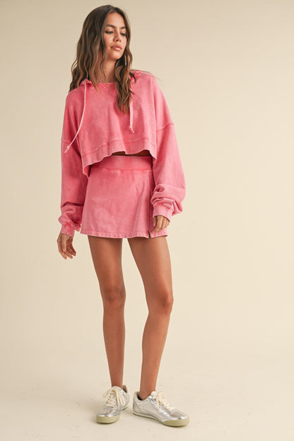 Blaire Mineral Wash Pullover Hoodie, Pink