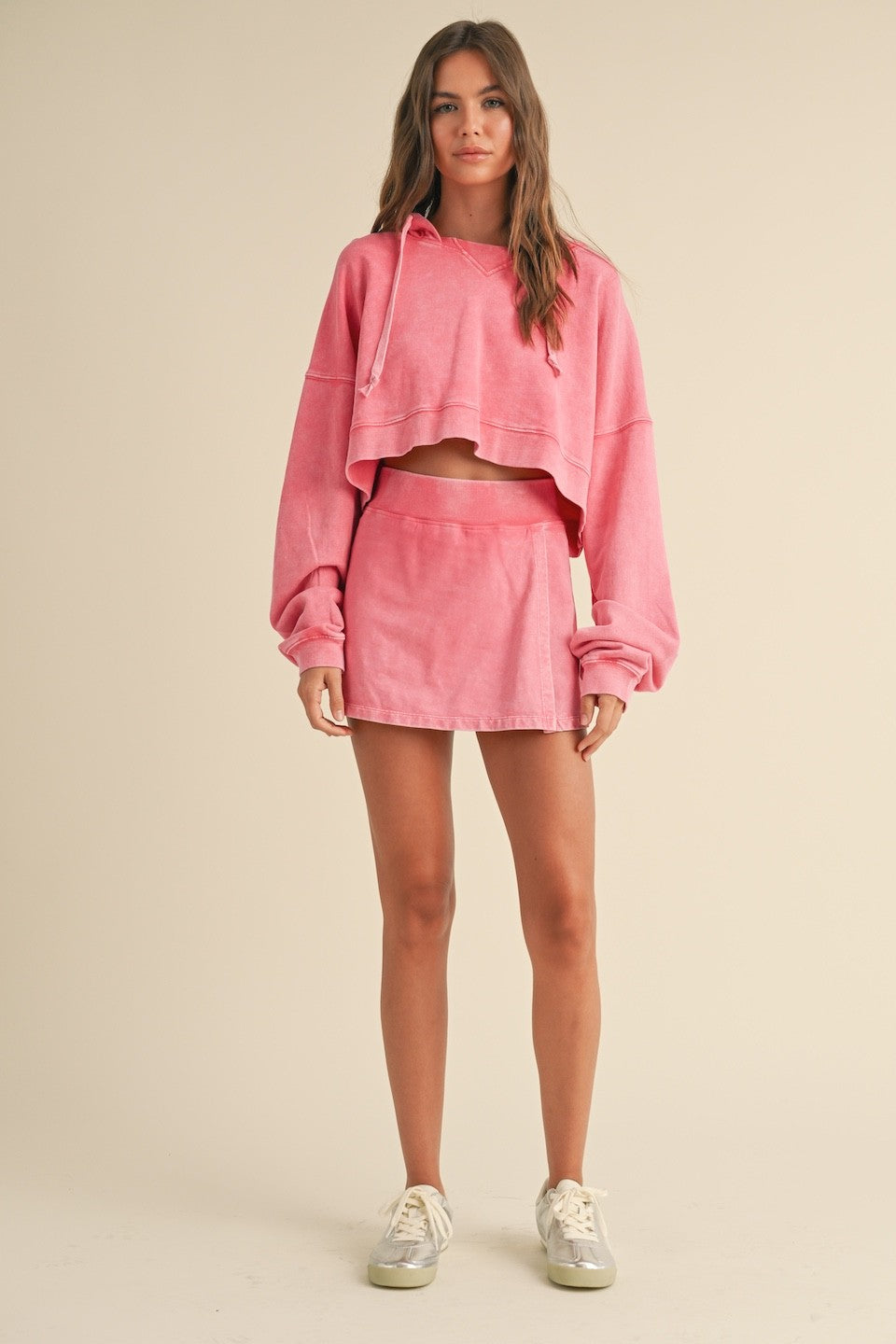  Blaire Mineral Wash Pullover Hoodie, Pink