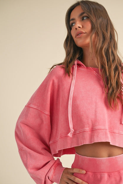  Blaire Mineral Wash Pullover Hoodie, Pink