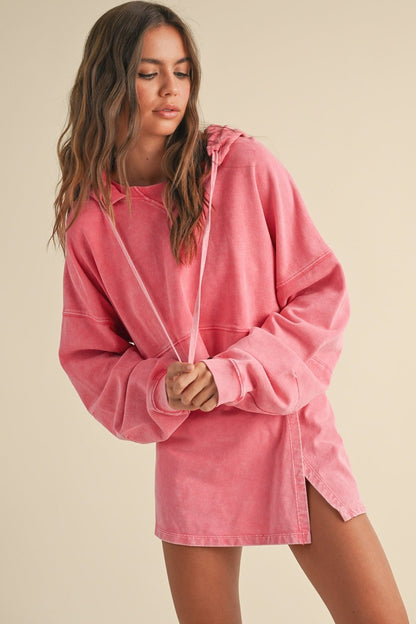  Blaire Mineral Wash Pullover Hoodie, Pink
