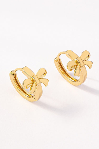  Charlotte Bow Huggie Hoop Earring, Gold
