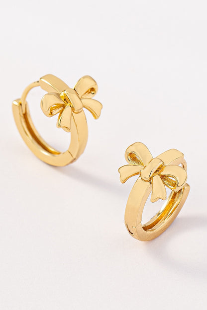  Charlotte Bow Huggie Hoop Earring, Gold