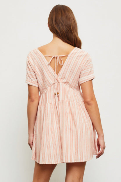  Cecelia Surplice V-Neck Striped Dress, Sunkist