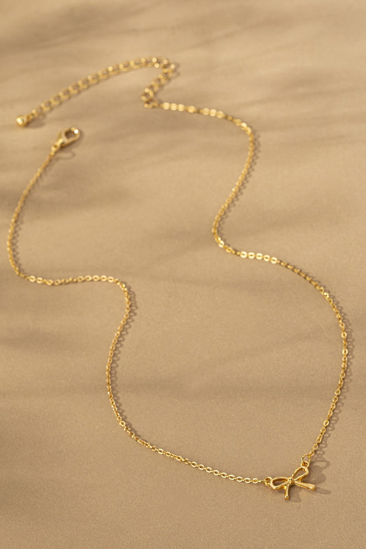  Almera Delicate Bow Pendant Necklace, Gold