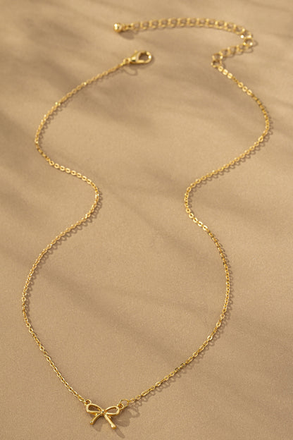  Almera Delicate Bow Pendant Necklace, Gold