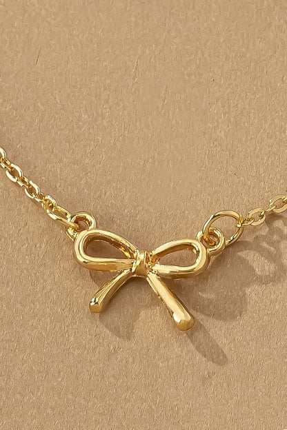  Almera Delicate Bow Pendant Necklace, Gold