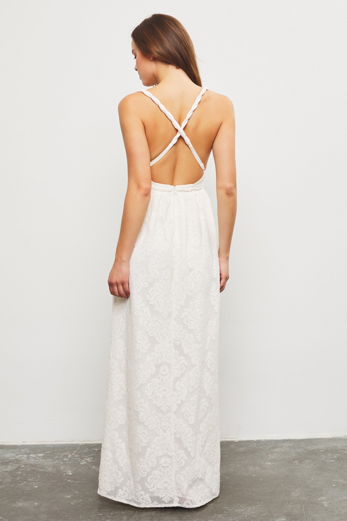  Dahlia Braided Cross Back Detail Dress, Natural