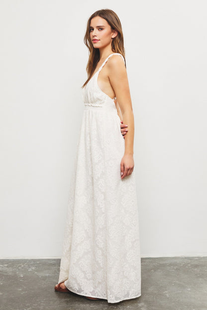  Dahlia Braided Cross Back Detail Dress, Natural