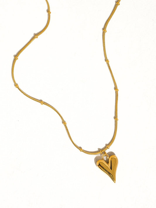  Gold Plated Heart Pendant Necklace, Gold