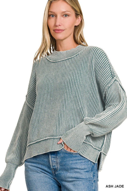  Marie Washed Crop Sweater, Ash Jade