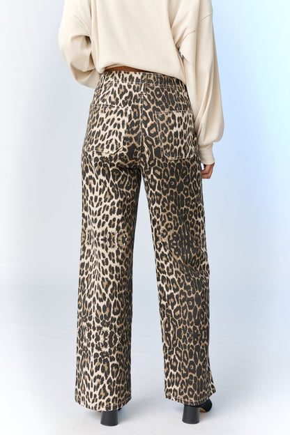  Hallie Leopard Patch Pocket Pants, Taupe