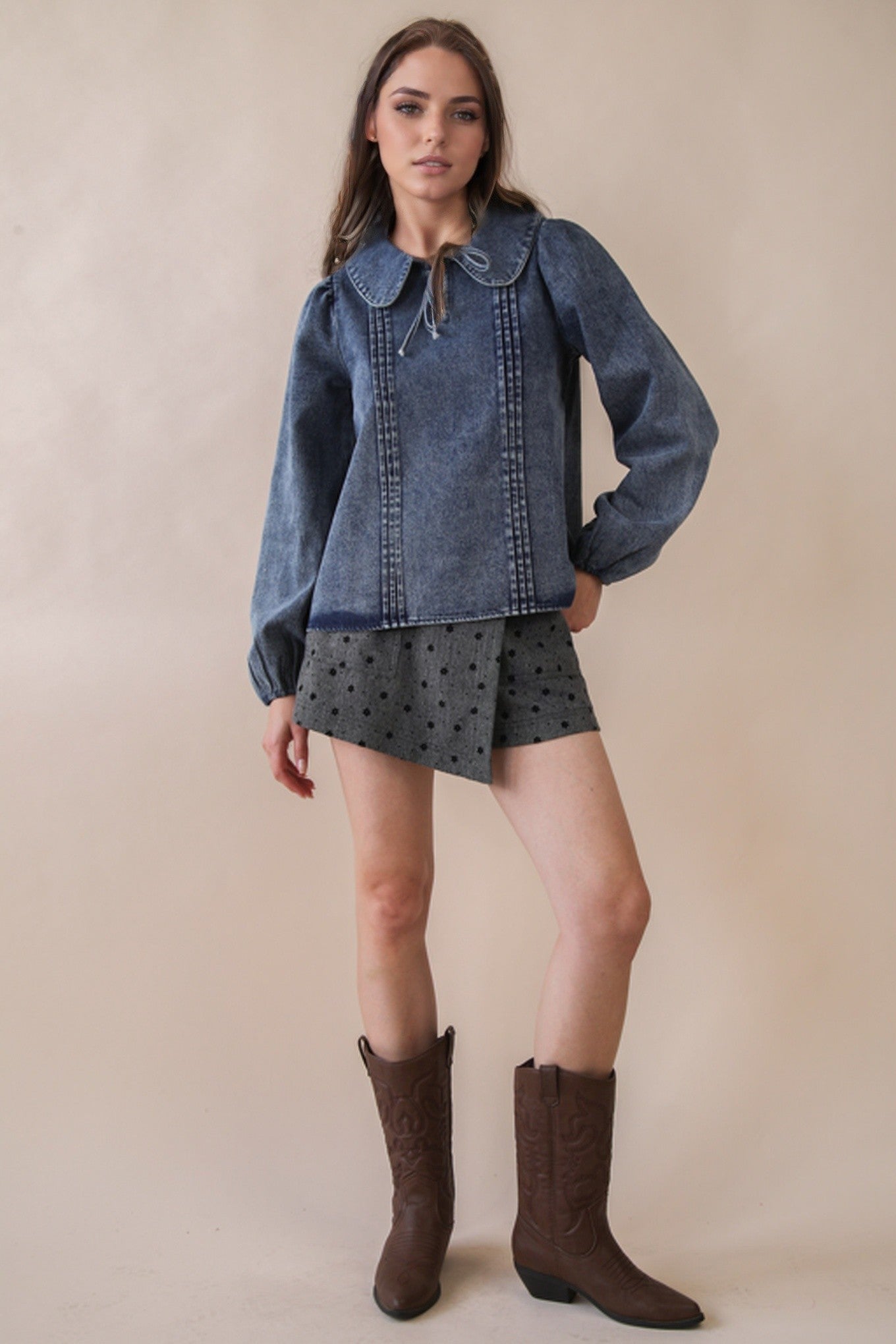  Nova Chambray Denim Top, Indigo