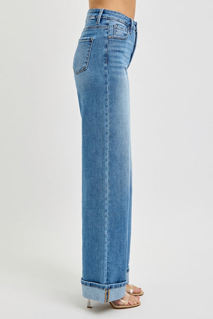  Evie Tummy Control Wide Cuffed Jeans, Medium