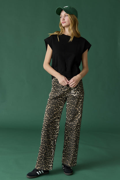  Hallie Leopard Patch Pocket Pants, Taupe
