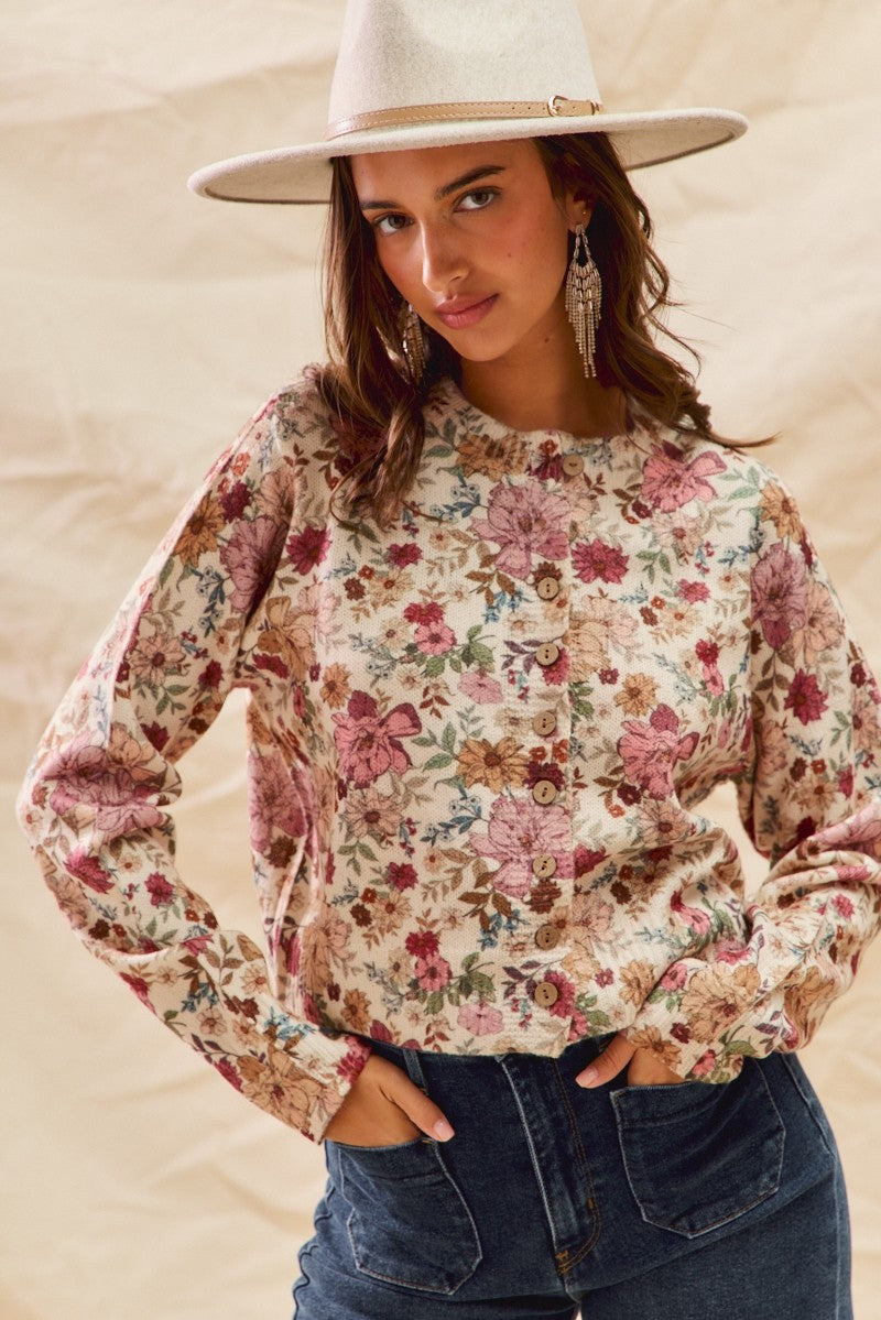  Masie Sweater Cardigan, Clay Rose