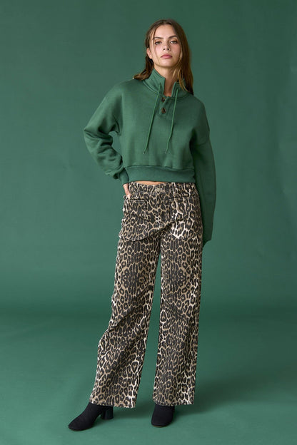  Hallie Leopard Patch Pocket Pants, Taupe