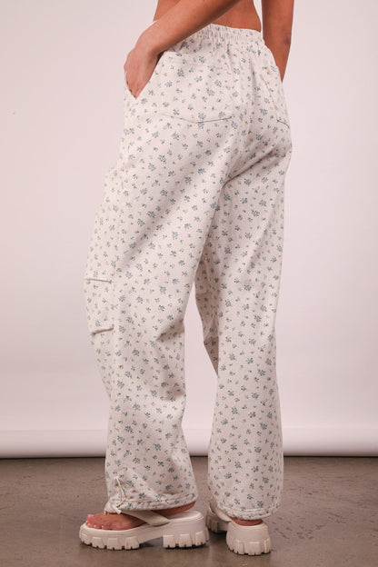  Dakota Floral Cotton Parachute Pants, White