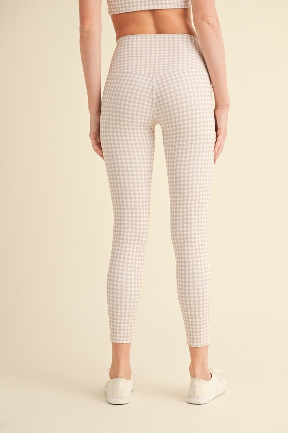 Rylee Gingham High Rise Legging, Beige Gingham